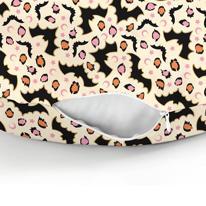 Halloween Bats Leopard Baby Nursing Pillow Covers for Boy Girl Pink Orange Spooky Bats Moon Stars Nursing Pillowcase for Breastfeeding Pillows Halloween Night Soft Stretchy Slipcovers for Newborn