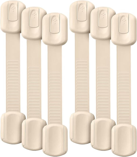 Bates- Child Safety Strap Locks, 6 Pack, Beige, Baby Cabinet Locks