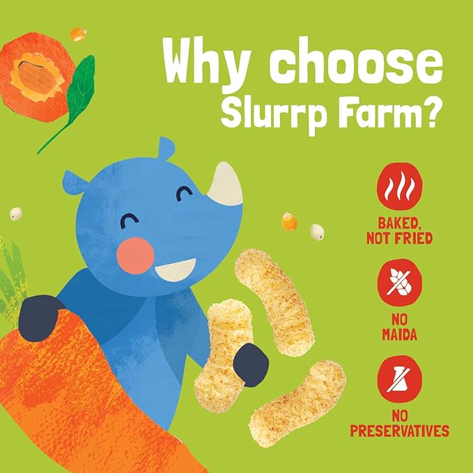 Slurrp Farm Millet Puffs Baby Snacks for Toddlers & Kids | Baked Multigrain Finger Food | No Added Sugar or Salt | Not Fried | Light & Crunchy | Strawberry, Mango Banana, Carrot Flavor | 0.5 Oz (Pack of 6)
