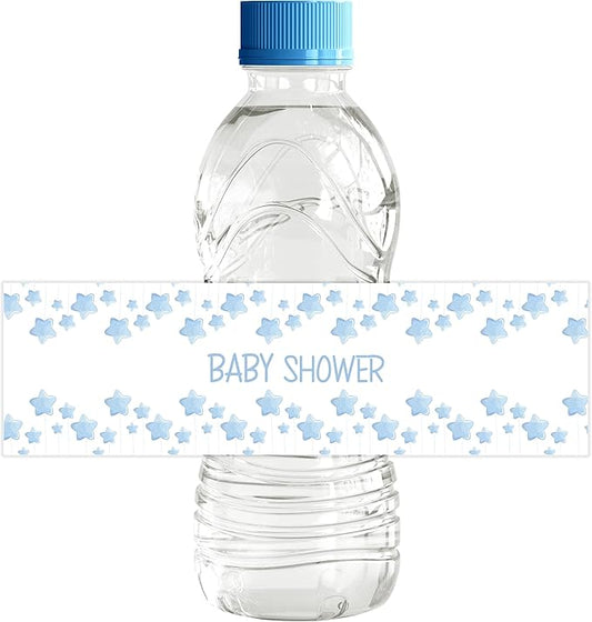 Pack of 32 Pcs, Baby Elephant Theme, Waterproof Self Adhesive Water Bottle Labels For Baby Shower, Boy/Girl, Baby Shower Party Collection