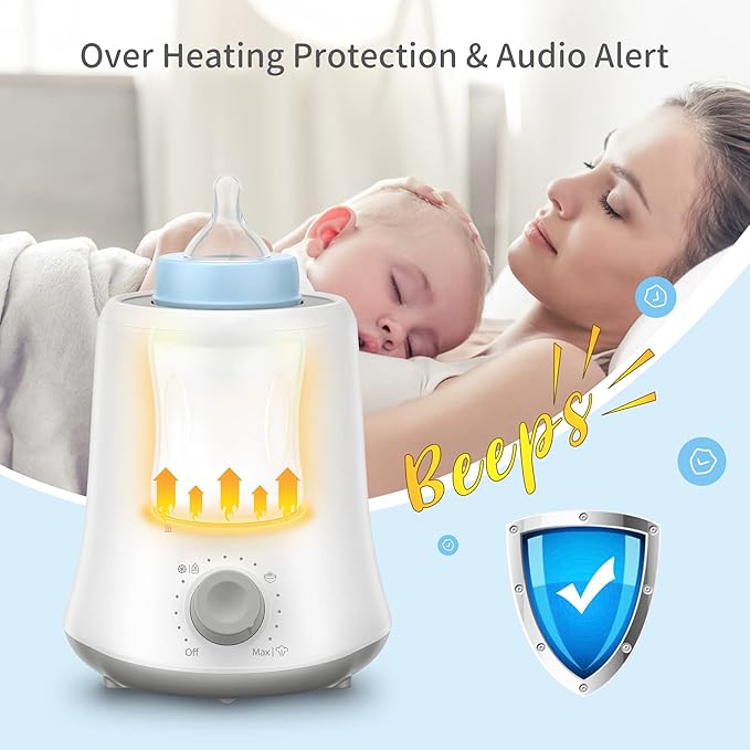 Baby Bottle Warmer, Bottle Warmer, Baby Defrost Warmer&Rapid Food Heater for Breastmilk and Formula, Precise Temperature Control, Fit All Baby Bottles