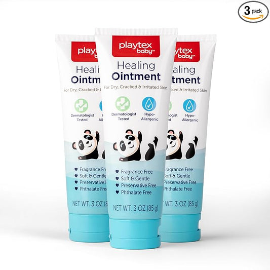 Playtex Baby Healing Ointment, 3 oz. Tube, 3-Pack, Dermatologist Tested, Fragrance Free, Hypoallergenic, Free of Dye, Parabens and Phthalates
