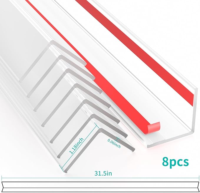 30x30mm Self Adhesive Corner Guard, 8pcs 31.5" Wall Corner Protector Strip, Flexible PVC Edge Trim, Peel and Stick Corner Protection for Furniture, Wall Edges & Table Corners