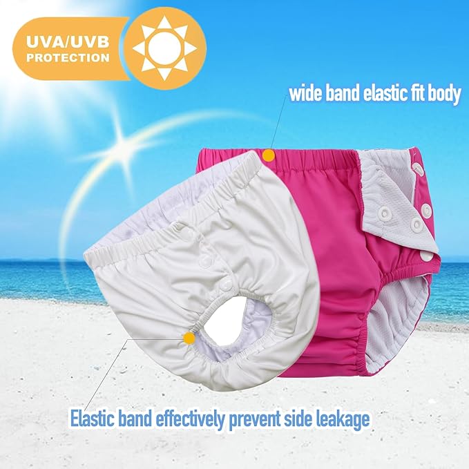 Baby Newborn Reusable Swim Diapers Washable Toddler Unisex Swim Diaper Infant Swimming Diapers White, 0-3 Months