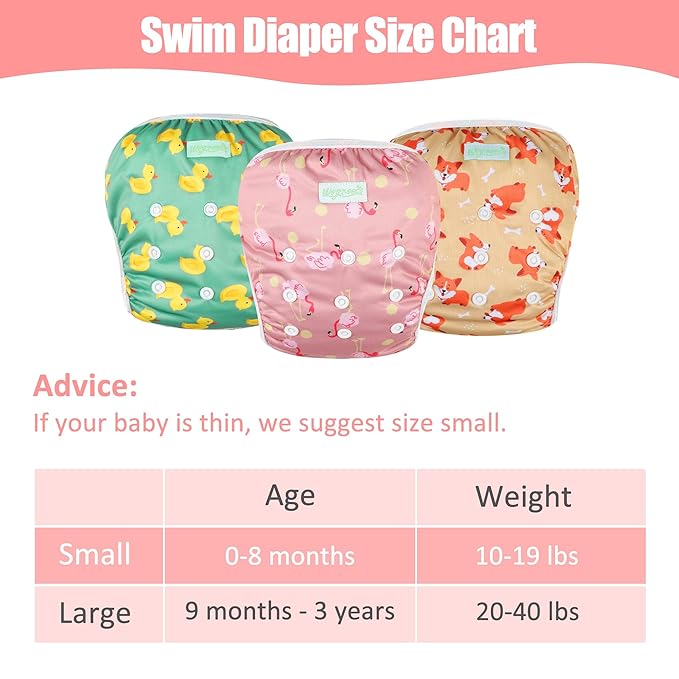 wegreeco Baby & Toddler Snap One Size Adjustable Reusable Baby Swim Diaper (Yellow Ducks, Large, 3 Pack)