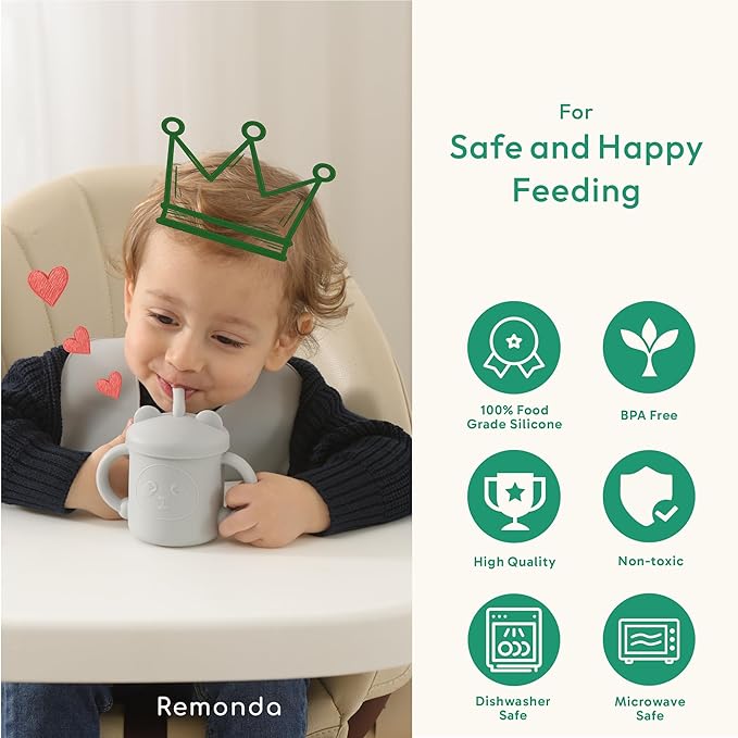 Remonda 23-Piece BPA-Free Silicone Baby Feeding Set | Extra Large Suction Plates, Toddler Bowls, Self Feeding Spoons, and More | Dishwasher Safe| Baby Led Weaning Supplies (Green）01