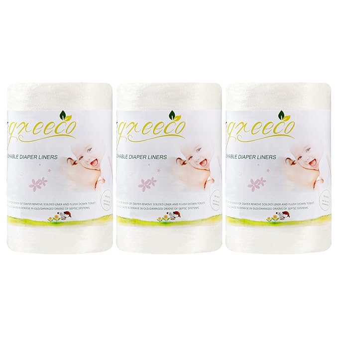 wegreeco Cloth Diaper Liners - Unscented Diaper Liners, Fragance Free Cloth Diapers Liner - 100 Sheets Per Roll (3 Roll)