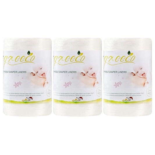 wegreeco Cloth Diaper Liners - Unscented Diaper Liners, Fragance Free Cloth Diapers Liner - 100 Sheets Per Roll (3 Roll)