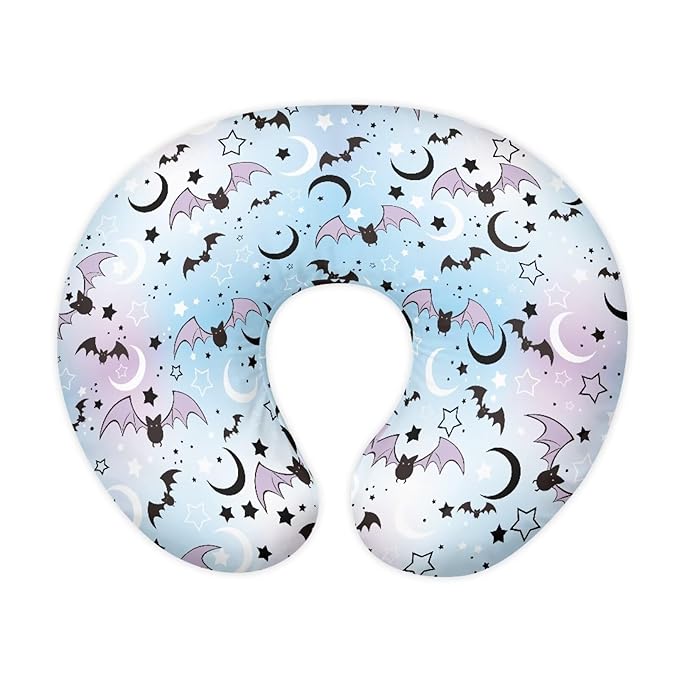 Bats Moon Baby Nursing Pillow Cover Breathable Durable Neutral Breastfeeding Pillow Cover with Hidden Zipper Soft Nursing Pillow Case for Halloween (22"x18"x6")