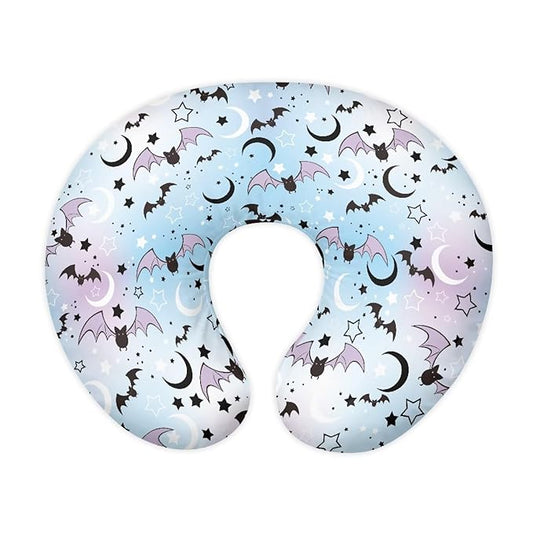 Bats Moon Baby Nursing Pillow Cover Breathable Durable Neutral Breastfeeding Pillow Cover with Hidden Zipper Soft Nursing Pillow Case for Halloween (22"x18"x6")