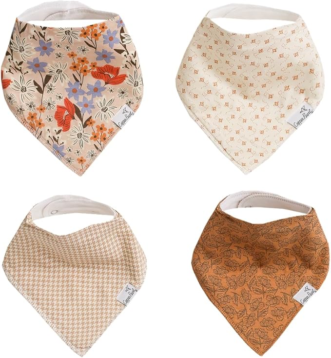 Copper Pearl Baby Bandana Bibs, 4 Pack