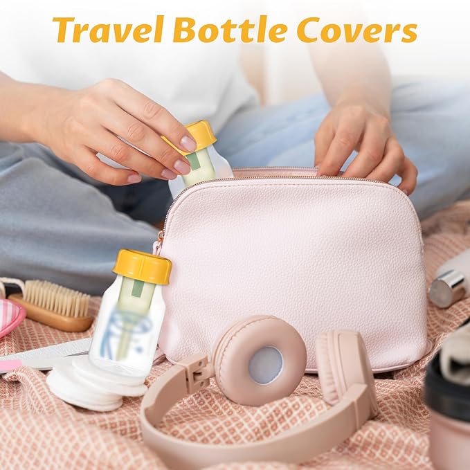 10Pcs Narrow Bottle Caps Compatible with Dr Brown's, for Medela, for Ameda, Storage Travel Caps Replacement for Dr Brown, Leak Proof Lids with Sealing Gasket, Fits Narrow Neck Bottles(Orange)