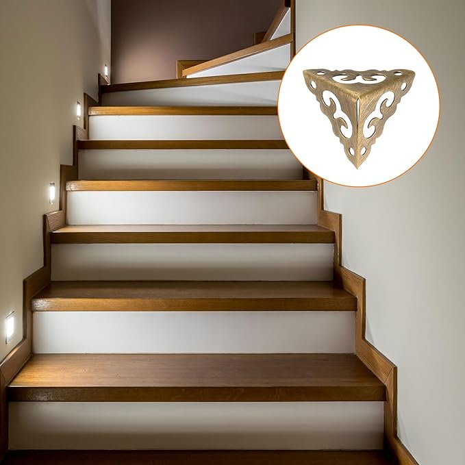 uxcell 4 Pcs Brass Edge Guard, 20mm Decorative Box Corner Cover, Corner Protector, Vintage Stair Dust Corners with Screws, Bronze