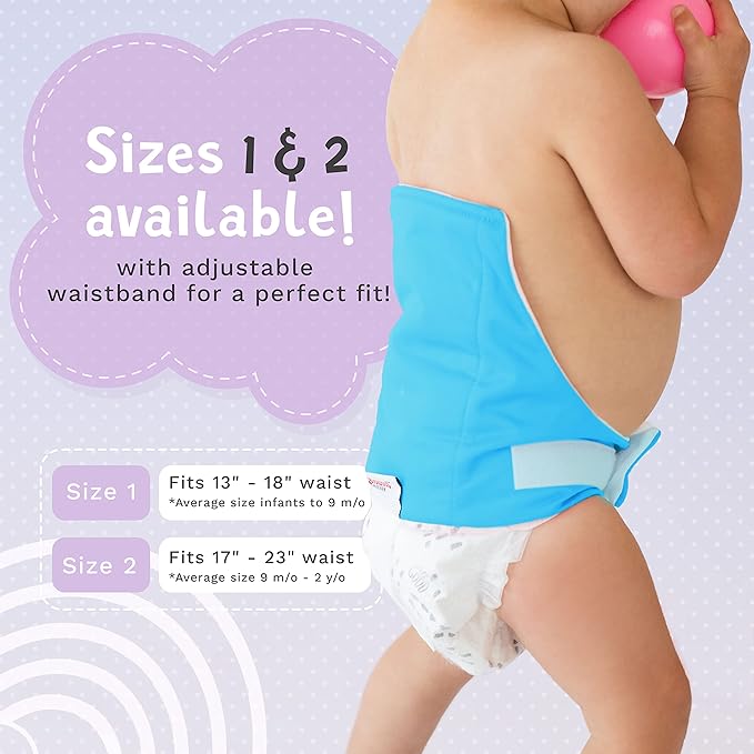 Diaper Extender - White, Waist Size 13-18 Inches | Washable & Reusable Diaper Extension for Disposable Diapers and Cloth Diapers | Leakproof Diaper Cover to Catch Diaper Blowout