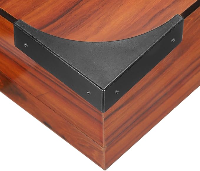 uxcell Corner Protectors, 4Pcs 2.56" - Metal Corner Protector, Vintage Decorative Corner Brackets with Screws, Edge Guards for Furniture Box Table (Black)