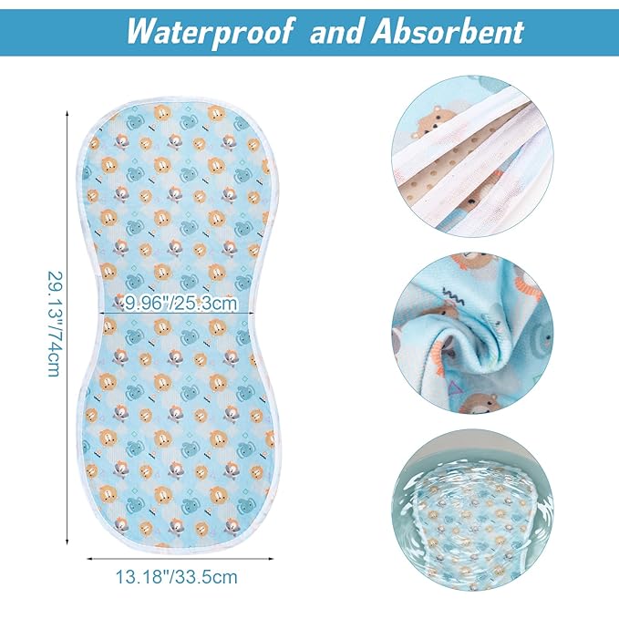 4 Packs Peanut Changing Pad Cover, 4-Layer Thickened Changing Pad Liner Waterproof Absorbent Non-Slip Reusable, Fits in Peanut Shaped Changing Pads