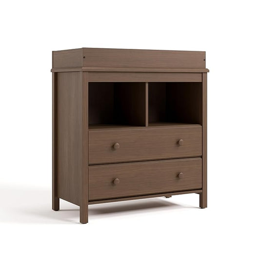 Storkcraft Alpine Nursery Changing Table Dresser Combo (Hazelnut) – GREENGUARD Gold Certified, Dresser for Nursery, Changing Table with Drawers, Removable Changing Table Topper