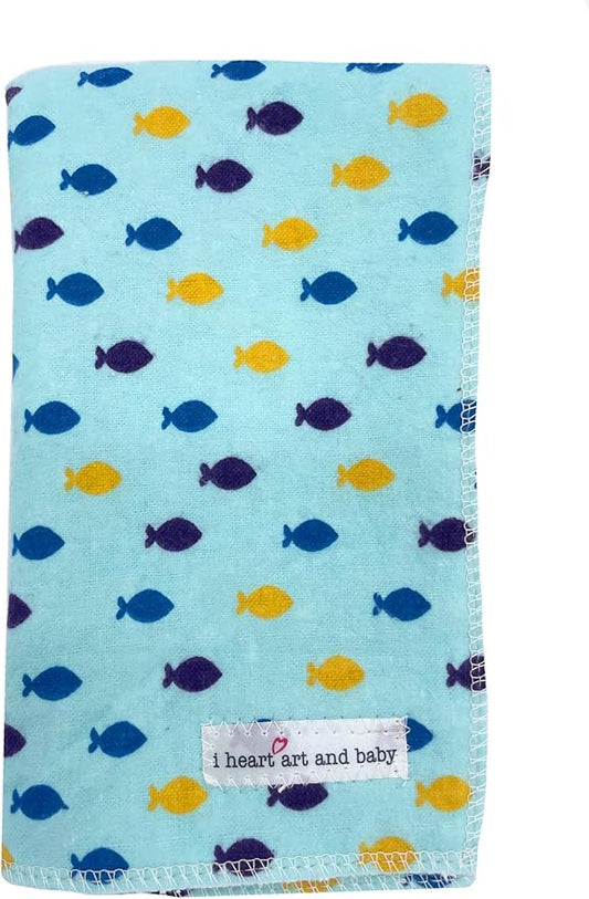 Infant Burping Cloth, Burp Cloths for Baby Boy or Girl, Soft and Absorbent - Cotton Reusable Spit Up Rags, XLarge, 1 Count (Fish)