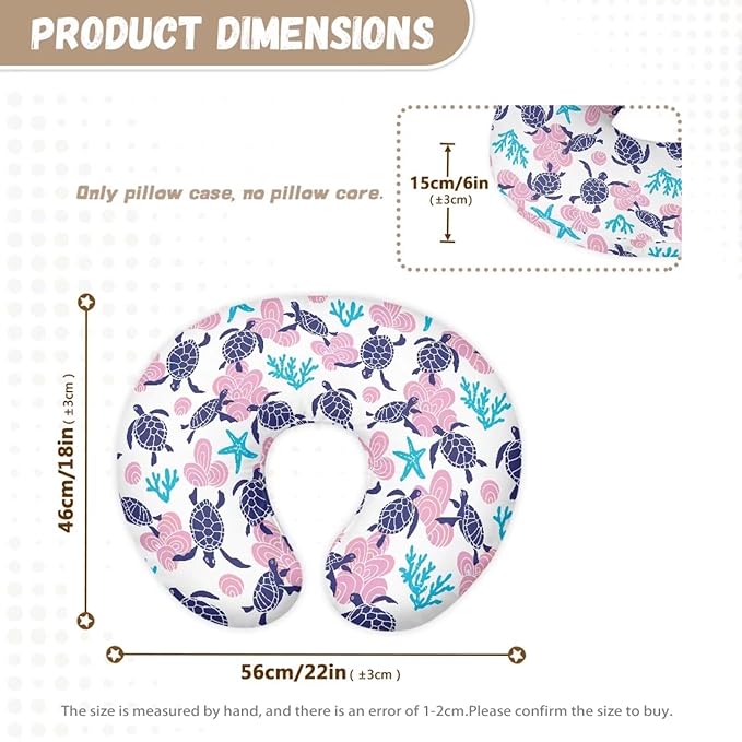 Nursing Pillow Cover for Newborn Infant, Turtle Starfish Print Soft Breathable Baby Nursing Pillow Cover Lightweight Stretch Breastfeeding Pillow Slipcover Cover