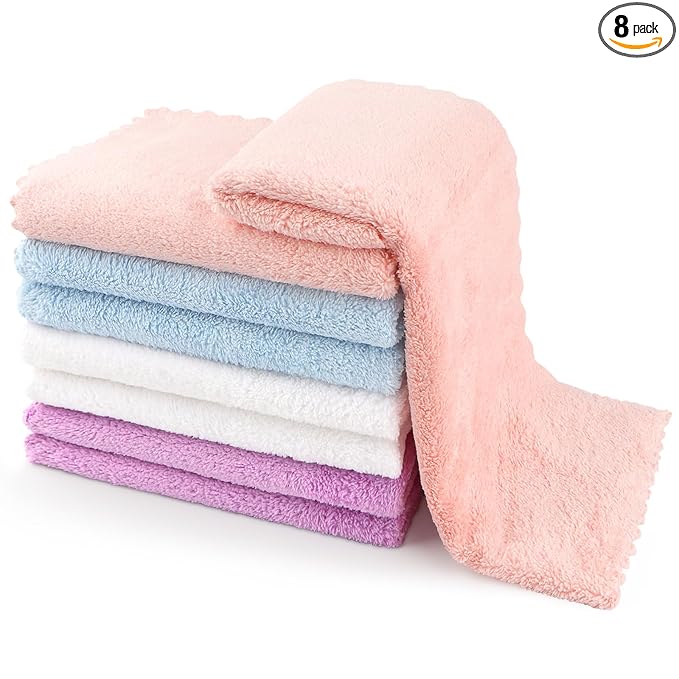 Orighty Burp Cloths for Baby - Super Soft & Highly Absorbent Coral Fleece, 12 x 16 Inch Gentle & Large Burp Rugs, 8 Pack