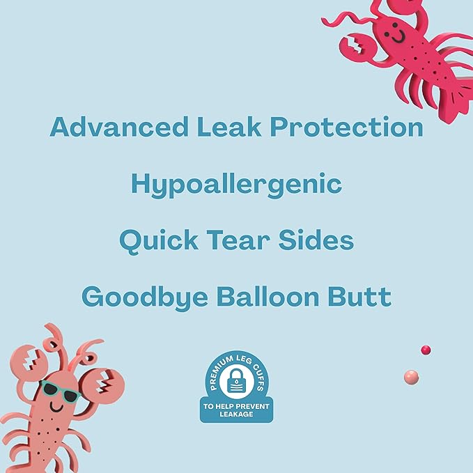 Hello Bello Premium Swim Diapers, Size S (16-28 lbs), Cute Extra-Bright Lobster Designs, 20 Count (Pack of 2)