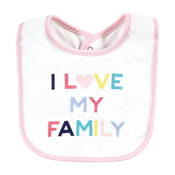 Hudson Baby Unisex Baby Cotton Bibs, Girl Bold Family, One Size