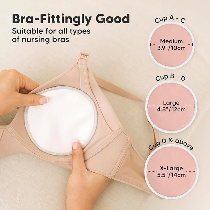 KeaBabies Nursing Pads Breast Pads for Breastfeeding and Reusable Nursing Pads for Breastfeeding, 14-Pack - Nursing Bra Nipple Pads for Breastfeeding, 4-Layers Nursing Pads