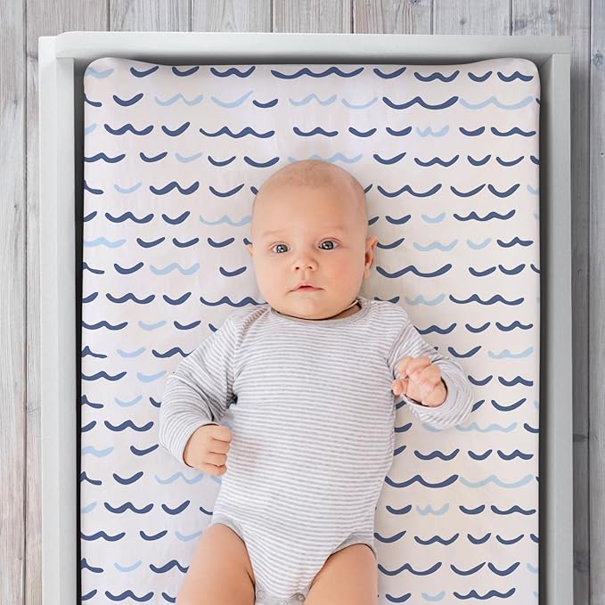 The Peanutshell Baby Girl or Boy Changing Pad Covers Set of 3 - Ultra Soft Baby Changing Pad Cover - Fits Standard Changing Table Pads, Durable, Machine Washable Sheets - Nautical Whale