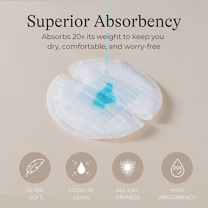 Lansinoh Stay Dry Disposable Nursing Pads, Soft and Super Absorbent Breast Pads, Breastfeeding Essentials for Moms, 100 Count