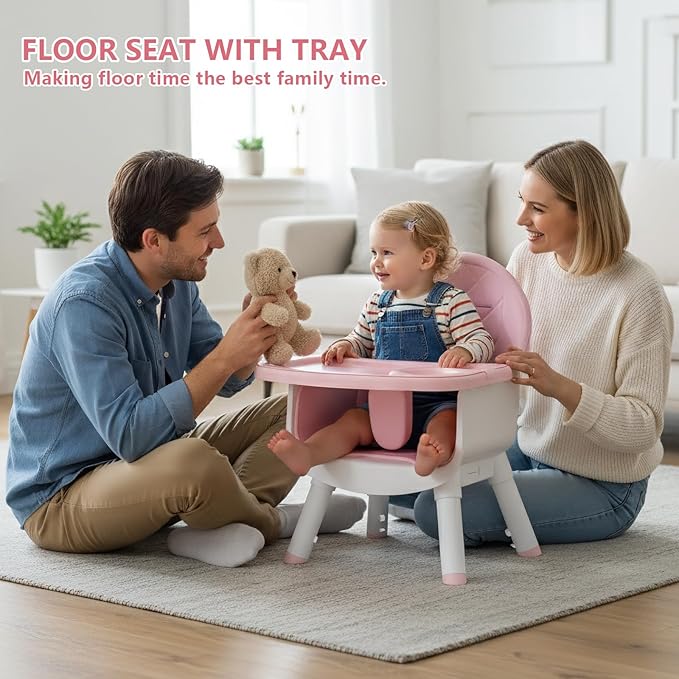 6 in 1 Baby High Chair for Babies and Toddlers, Booster Seat, Kids Learning Table & Chair (Pink)