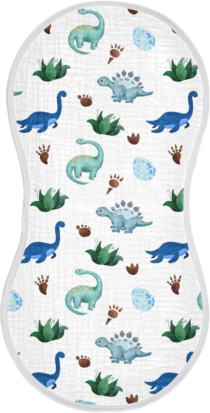 vvfelixl Palm Tree and Dinosaur Burp Cloths for Baby Boy Girls Baby Washcloths Burp Rags 1 Pack