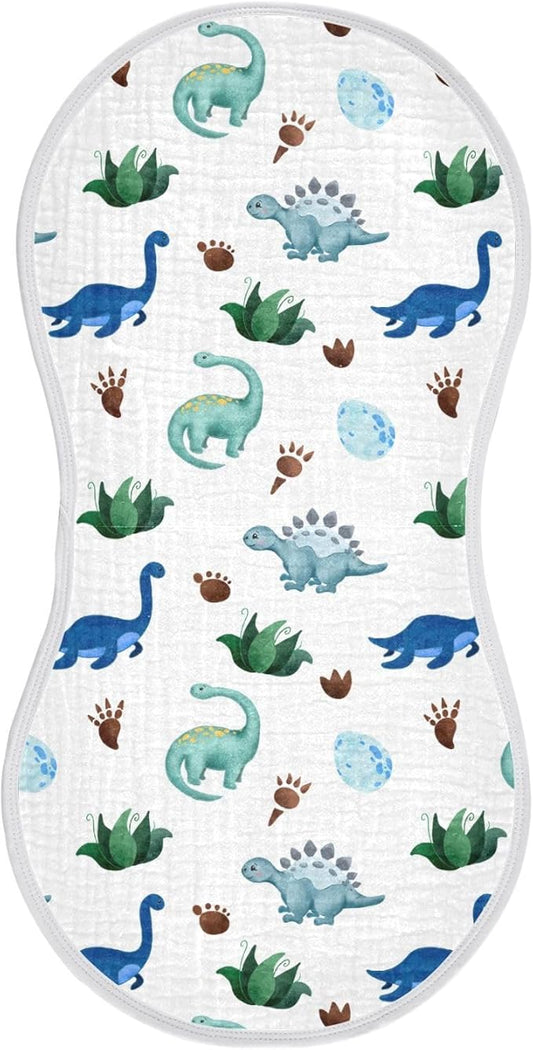 vvfelixl Muslin Burp Cloths Palm Tree and Dinosaur Baby Washcloths for Baby Girl Boys 2 Pack