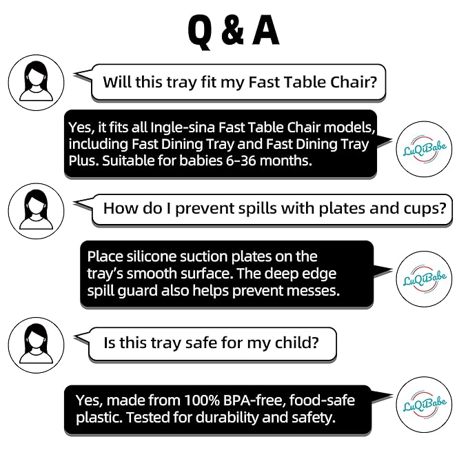 Clear Plastic Baby Dining Tray Compatible with Ingle-sina Fast Table Chair for Home & Restaurant Use, Portable Clip-On Feeding Tray for Hook-On High Chairs, Dishwasher Safe & BPA Free