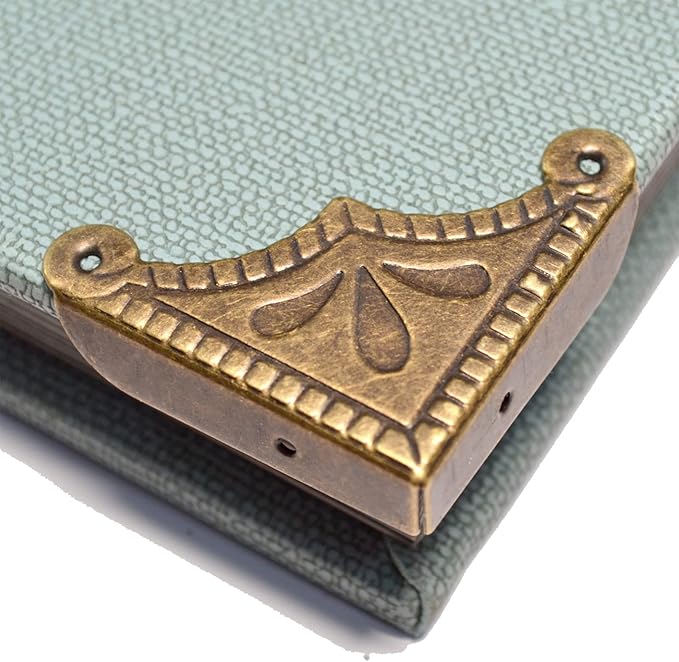 12 Pcs Vintage Bronze Corner Protectors Decorative Metal Edge Covers Antique Safety Guards Retro Right Angle Bracket with Nails for Furniture Edge Wood Case Corner Jewelry Box (Side Length:1-1/2")