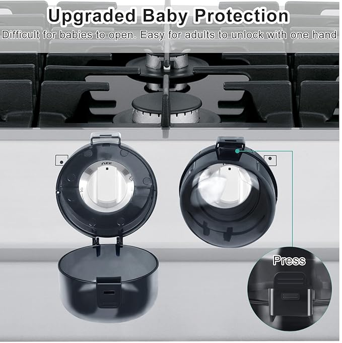Parents Reassuring Choice - Gas Stove Knob Locks and Oven Lock, with Double-Sided Tape, Gas Stove Child Safety Knob Locks, Protecting Children/Pets' Safety