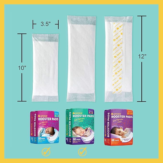 Sposie Diaper Booster Pads - Overnight Diaper Inserts Size 4-6 & N-3