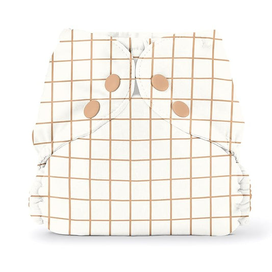 Esembly Cloth Diaper Cover - Reusable Swim Diaper, Waterproof, Breathable - Adjustable Outer Layer Over Absorbent Inner for Blowout Protection - Windowpane, Size 1 (7-17lbs)