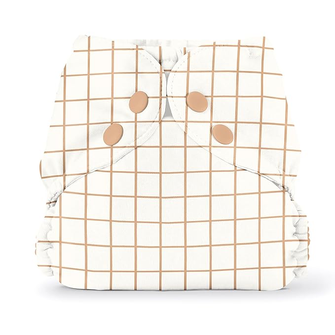 Esembly Cloth Diaper Cover - Reusable Swim Diaper, Waterproof, Breathable - Adjustable Outer Layer Over Absorbent Inner for Blowout Protection - Windowpane, Size 2 (18-35lbs)