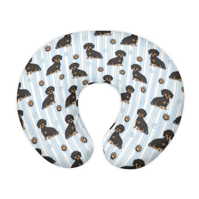Jeiento Blue StripesNursing Pillow Case Cartoon Dachshund Dog Nursing Pillow Covers for Breastfeeding Elastic U-Shaped Feeding Pillow Covers Premium Quick-Dry Fabric Cover Slipcover,for Women Newborn