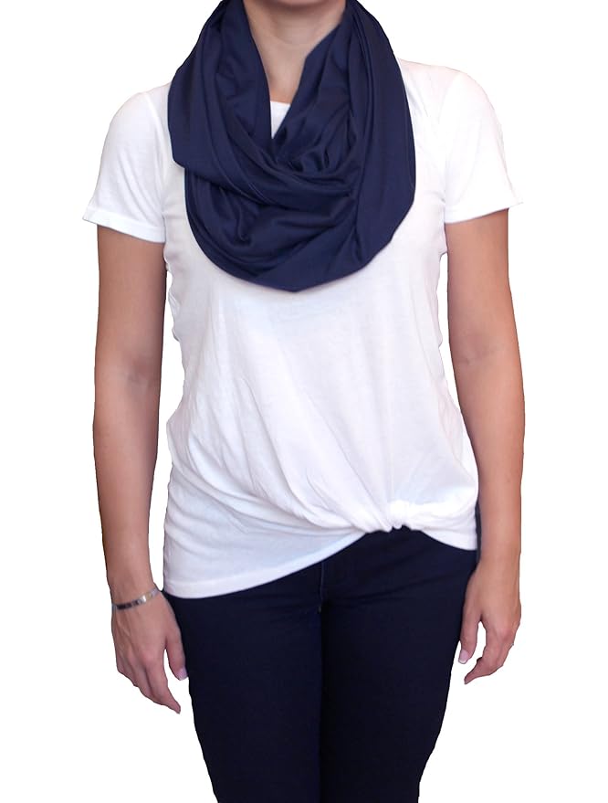 2 Pack Nursing Covers for Breastfeeding, Soft Infinity Scarf Shawl Cover Up - Lightweight, Breathable Privacy Nursing Wrap (Heather Grey & Navy Blue)