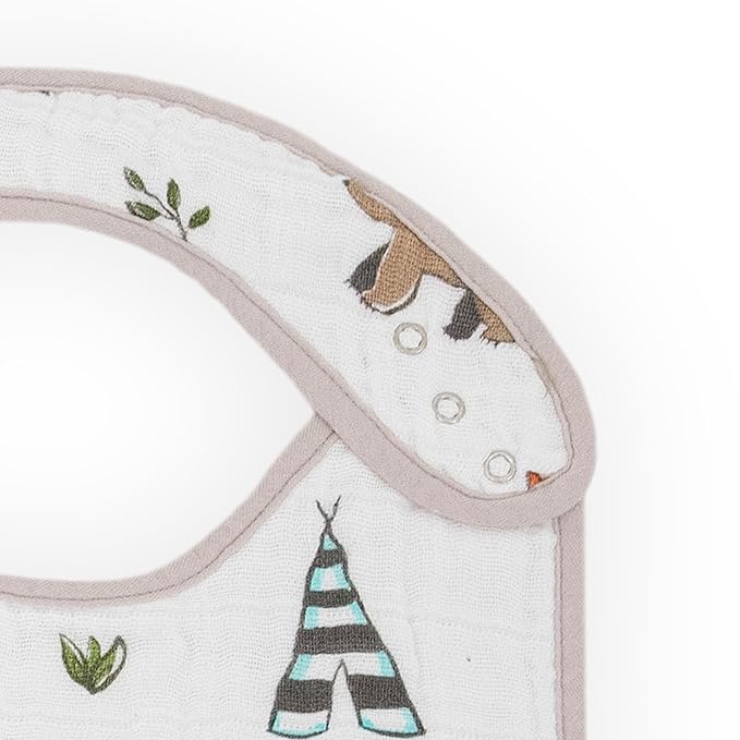 Little Unicorn Muslin Baby Bibs | Adjustable as Baby Grows | Soft Absorbent Muslin Fabric | For Eating, Drooling, Teething (Forest Friends)