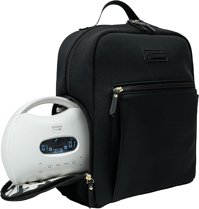 Sarah Wells Mini Breast Pump Bag – Fifi Small 13" Neoprene Backpack for Wearable & Portable Pumps – Lightweight, Insulated Pocket, 13” Laptop Sleeve, Machine-Washable (Black)