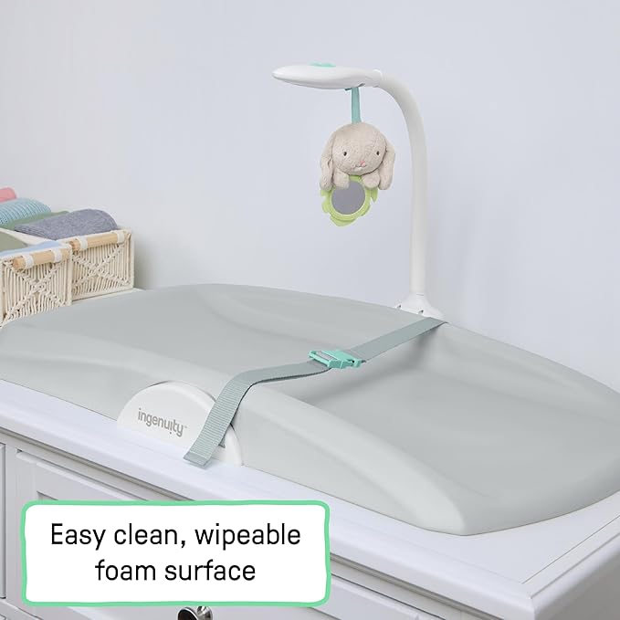 Ingenuity Day & Night Sylvi Baby Changing Pad - Includes Nightlight with Red Light Option to Promote Better Sleep, Easy to Wipe Clean, Ages 0M+