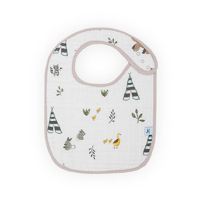 Little Unicorn Muslin Baby Bibs | Adjustable as Baby Grows | Soft Absorbent Muslin Fabric | For Eating, Drooling, Teething (Forest Friends)