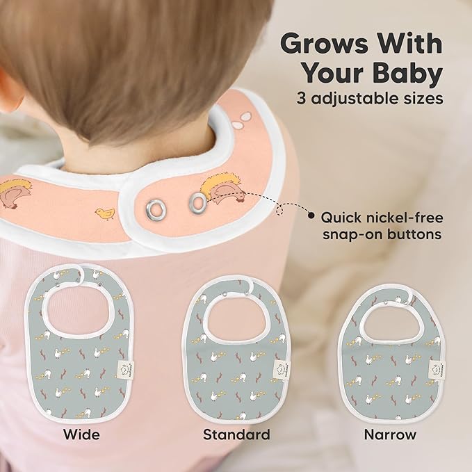8-Pack Organic Baby Bibs for Boys, Girls - Soft Cotton Drooling and Teething Bibs for Baby Girl & Boy, Extra Absorbent, Easy To Clean & Put On for Toddler, Newborn, Infant 0-24 Months (Countryside)