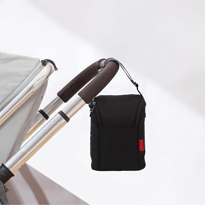 Keenso Baby Bottle Bag, Insulated Tote Pouch for Outdoor (Black)