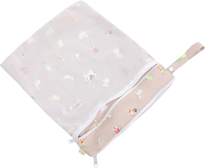 Ali+Oli Water Resistant Dual-Compartment Wet-Dry Bag for Travel, Hook to Stroller, Daycare, Diapers, Diaper Bag, Clutch Bag,15x12 inches (Farm)