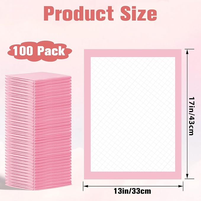 100 Pack Disposable Changing Pads for Baby,13x17In Baby Disposable Underpads,Waterproof Diaper Changing Pad,Ultra Absorbent,Breathable Leakproof Underpads Bed Table Protector Mat