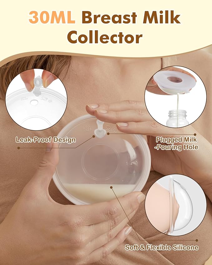 Lictin Breast Milk Collector, Milk Collectors for Breastfeeding, 2PCS Breastmilk Cups, 60ML Milk Collection Shells with 10PCS Milk Storage Bags(Silicone Storage Box), Milk Catcher for Nursing Moms