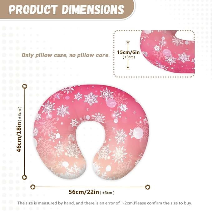 Snowflake 2 Nursing Pillow Case for Newborn Support for Breastfeeding,Bottle Feeding & Bonding Feeding Pillow Cover Soft and Cozy Breastfeeding Pillow Slipcover Cover Only